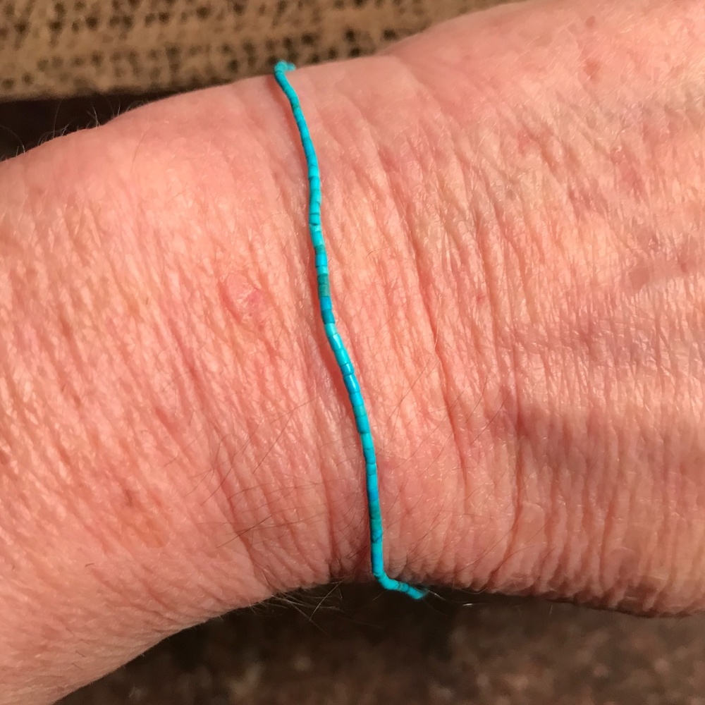 Dainty Turquoise Tiny bead, Pearl, and Silver Bracelet